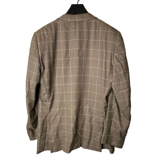 Ermengildo Zegna 100% wool blazer suit jacket houndstooth brown men's size 54L - Picture 2 of 6